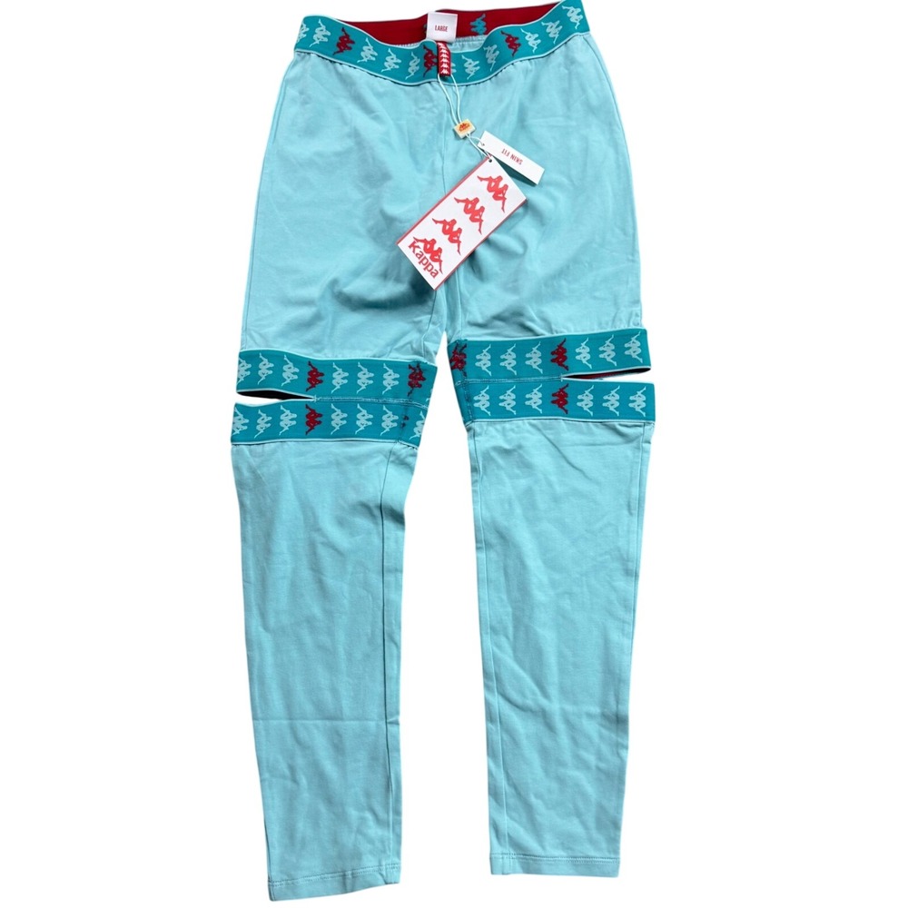 Kappa Blue Cutout Leggings S/L Retro Y2k Streetwear Hip- Hop Sporty Stretch NWT